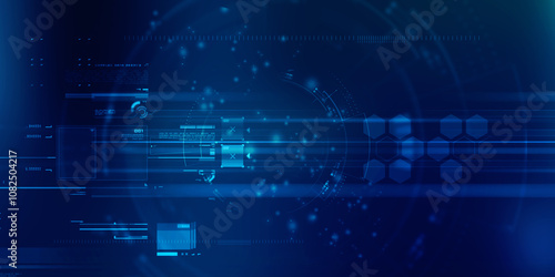 Wallpaper Mural 2d illustration Abstract futuristic electronic circuit technology background Torontodigital.ca