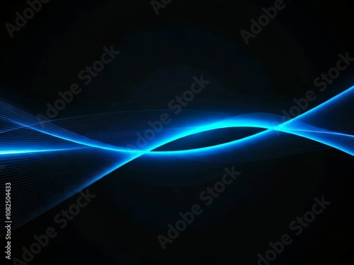 Attract Blue Line Movement, Abstract Wave Line, Light Technology Background, Copy Space.