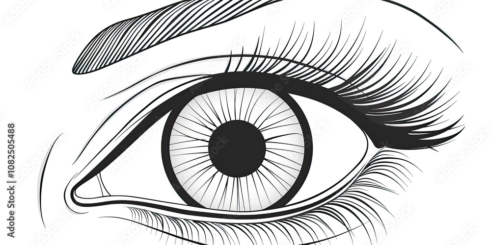 Obraz premium A sketch of a detailed human eye, isolated on a white background