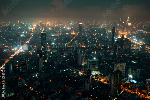 Wallpaper Mural Bangkok Skyline, Skyscraper, Architecture, Night Photography, AI GENERATIVE Torontodigital.ca