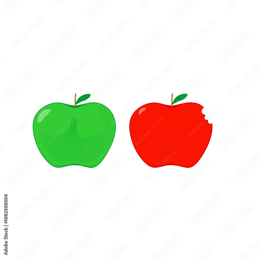 Red delicious or Fuji apple fruit with leaf flat vector icon Red delicious or Fuji apple fruit with leaf flat vector icon