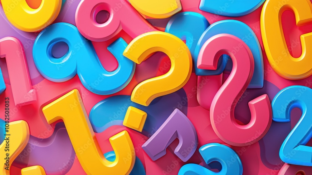 A colorful background of 3D numbers and question marks. A colorful background of 3D numbers and question marks.