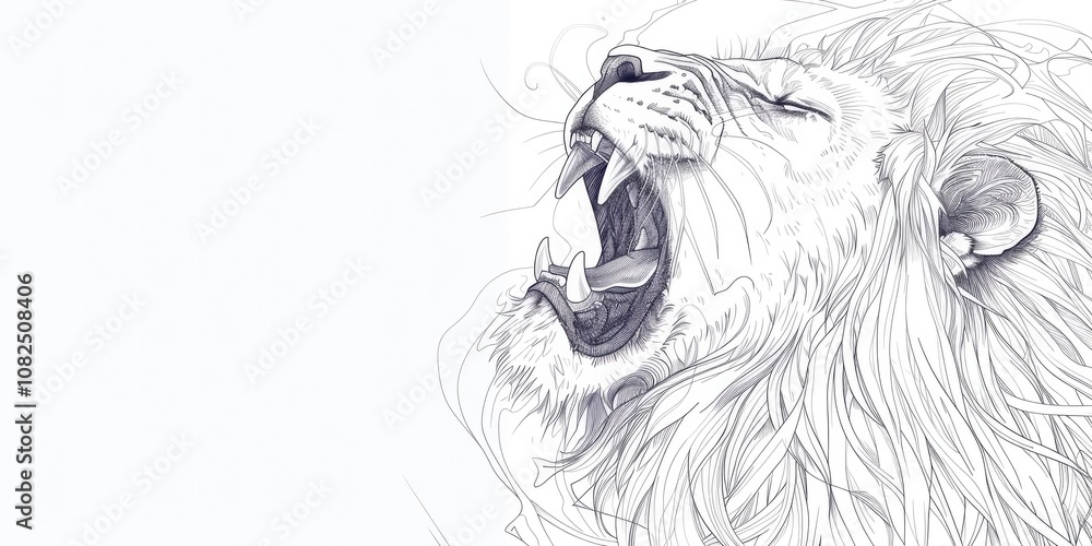 A sketch of a majestic lion, isolated on a white background A sketch of a majestic lion, isolated on a white background
