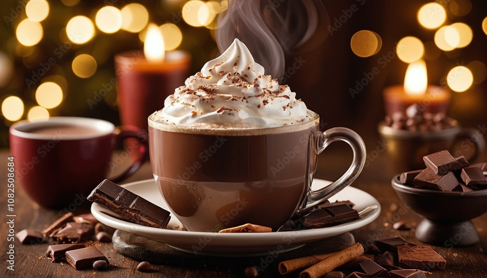 Hot Chocolate with Whipped Cream and Chocolate Chunks Hot Chocolate with Whipped Cream and Chocolate Chunks