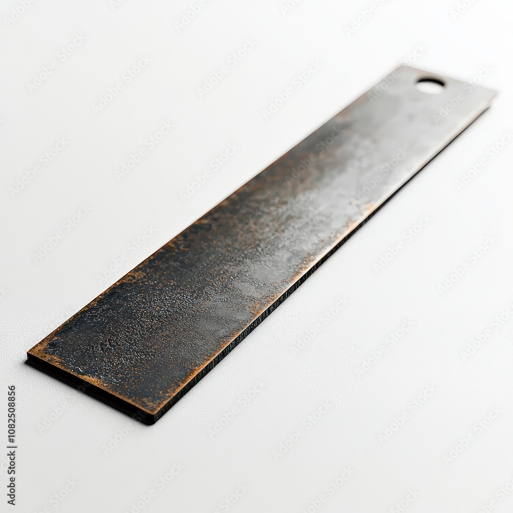 Rustic metal strip with weathered texture on light background Rustic metal strip with weathered texture on light background