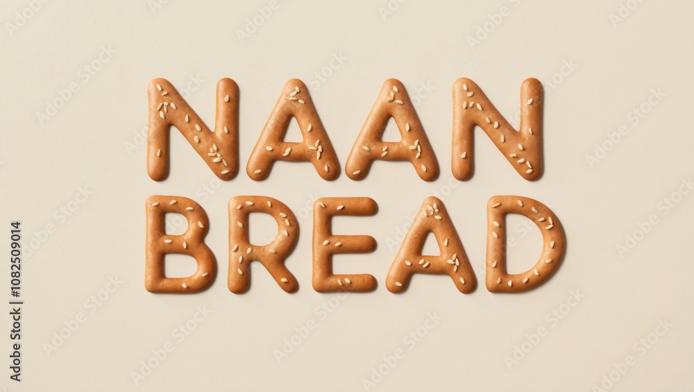 Fototapeta premium Delicious Naan Bread Displayed on a Neutral Background with Textured Pattern and Light Shadows Ideal for Culinary Themes and Food Related Projects