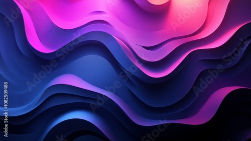 Abstract background with pink and blue wavy lines with gradient and depth.