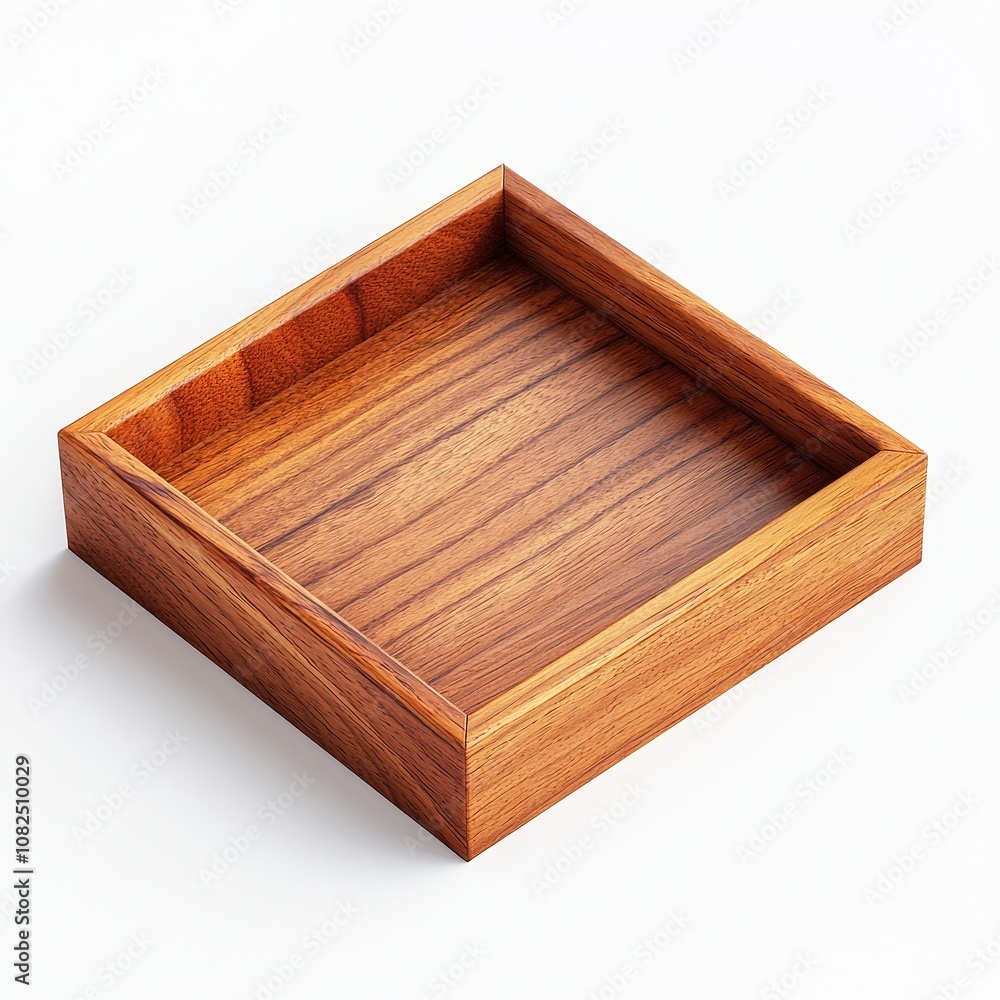 Elegant wooden tray on light background: minimalist design for home decor Elegant wooden tray on light background: minimalist design for home decor