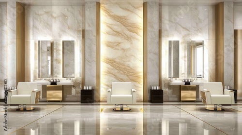 Obraz na płótnie Elegant salon interior design luxurious spa location digital illustration modern environment wide angle view opulent concept w salonie