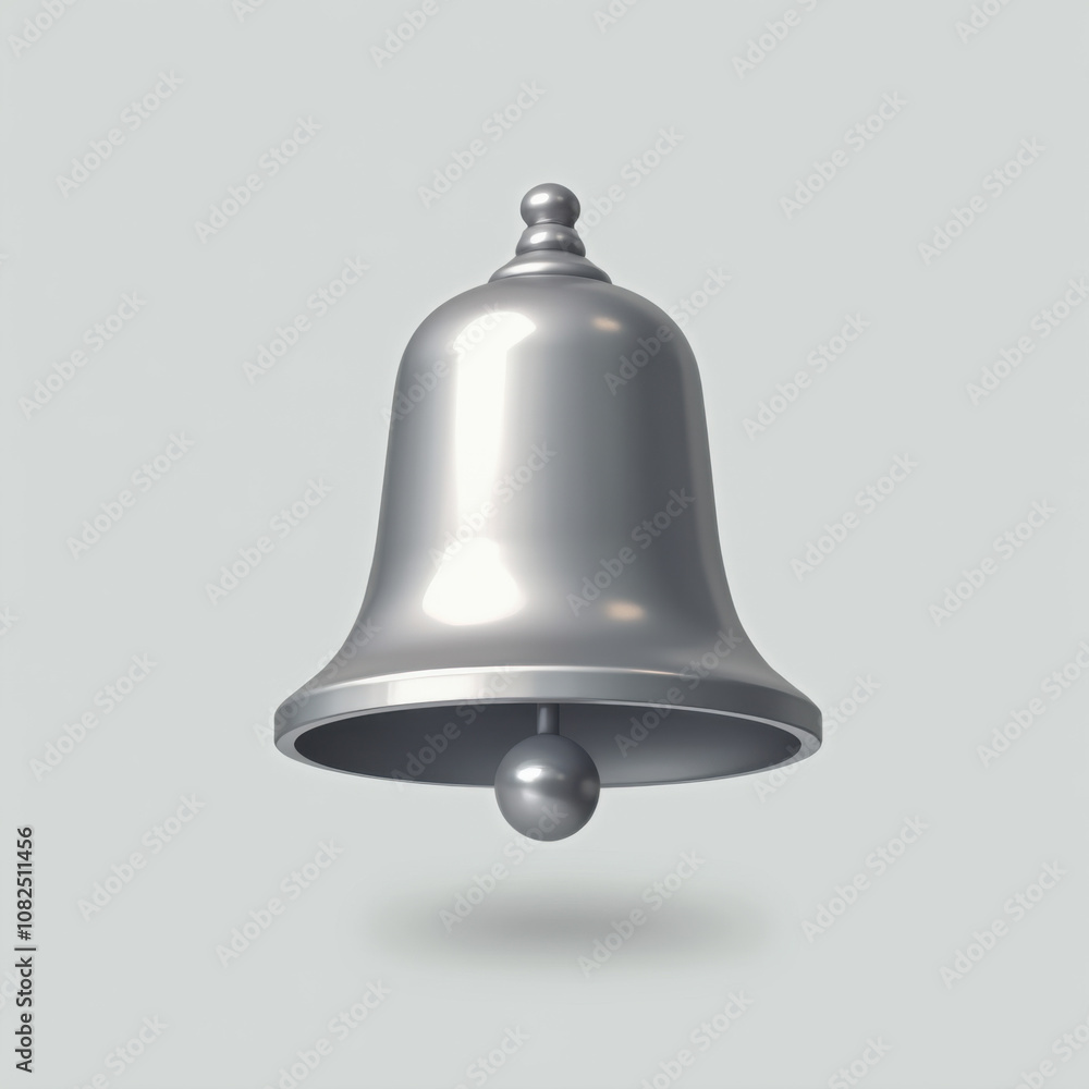 Realistic Bell Notification Icon with Light Gray Background Realistic Bell Notification Icon with Light Gray Background