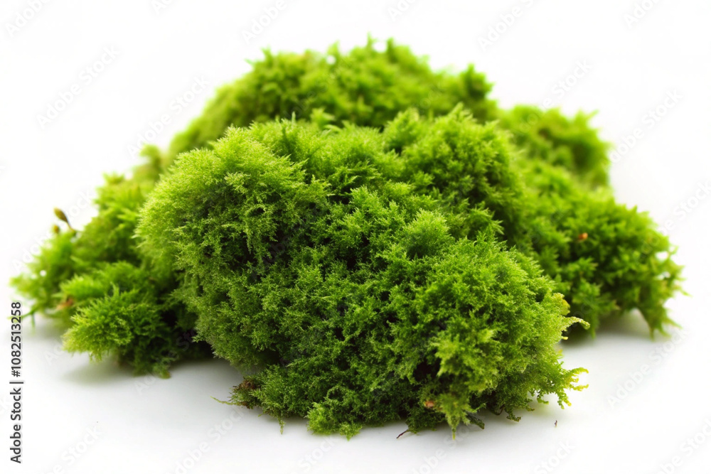 Green moss scattered,isolated on white background Green moss scattered,isolated on white background
