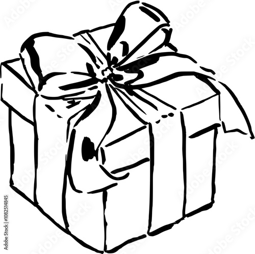 Christmas present .Hand drawn ink vector illustration.