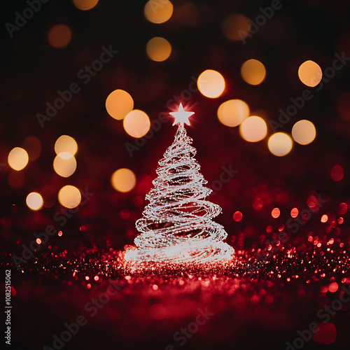 Elegant Christmas Tree Ornament with Glittering Lights in a Festive Holiday Background, Perfect for Celebrating the Holiday Season and Creating Warm Memories