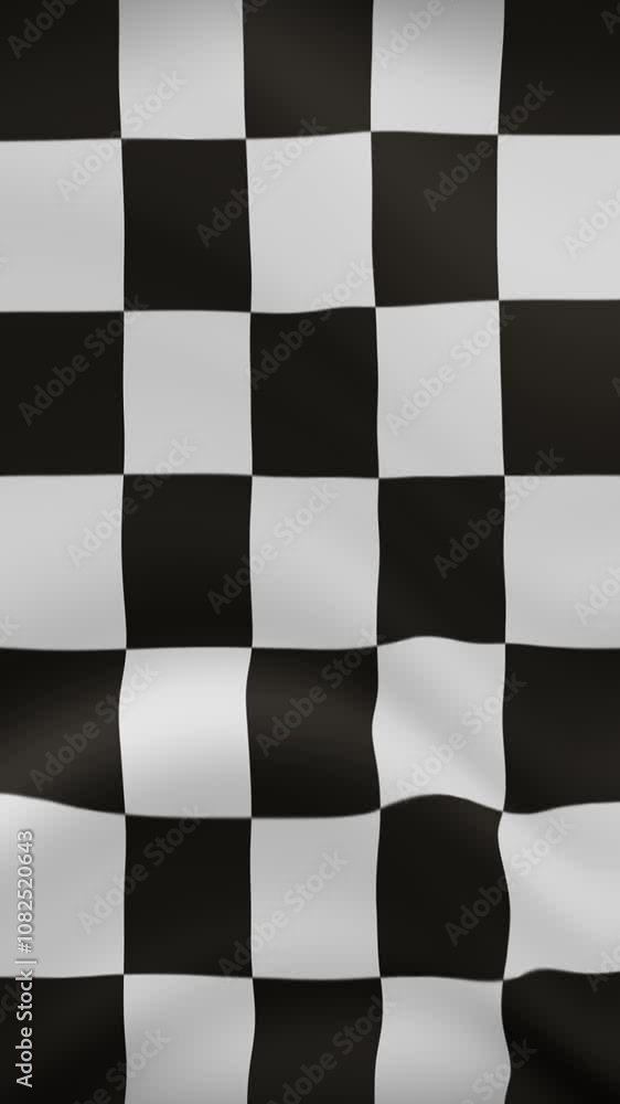 Racing Checkered Waving Flag in Vertical Orientation. Realistic Flag Animation. Seamless Loop Background. Racing Checkered Waving Flag in Vertical Orientation. Realistic Flag Animation. Seamless Loop Background.