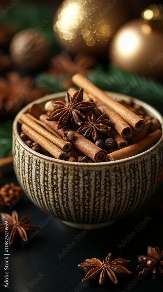A bowl of winter spices. A bowl of winter spices.