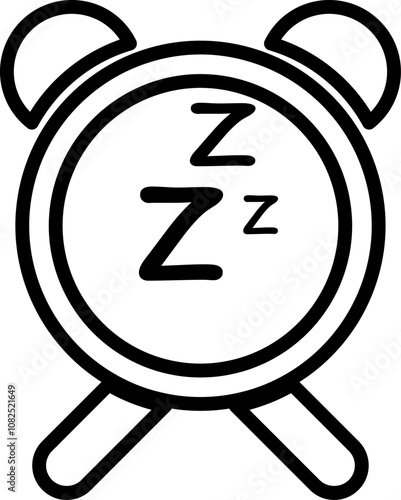 Healthy lifestyle icon. Simple line art clock icon with Z at night sleeping time. Bedtime symbol in line art