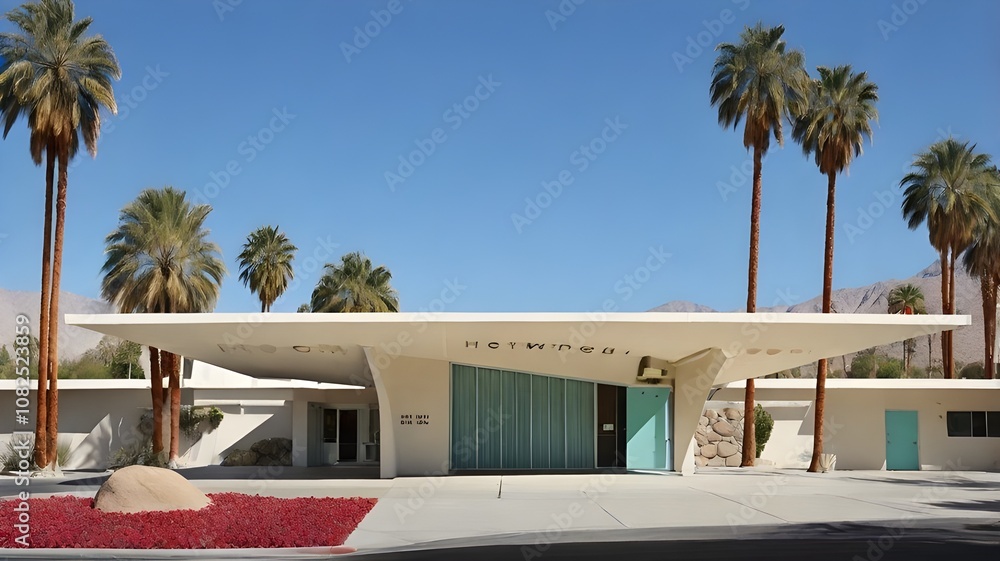 California's Palm Springs City Hall features mid-century modernist architecture. California's Palm Springs City Hall features mid-century modernist architecture.