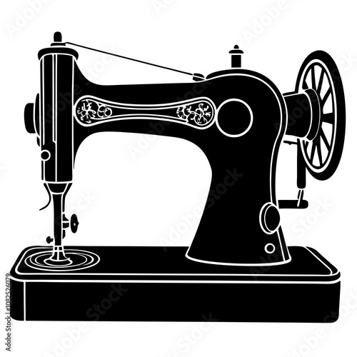 White Background Sewing Machine Silhouette