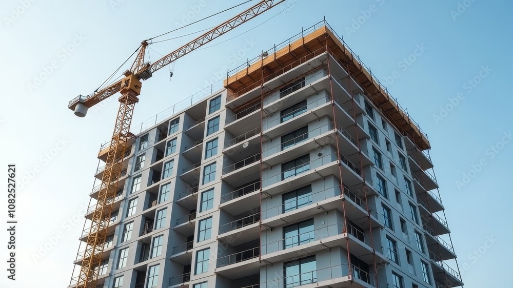 Apartment building under construction, High-rise building under construction, Apartment building under construction, High-rise building under construction,