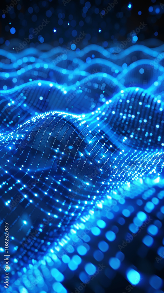 Futuristic Blue Data Wave - Abstract Digital Grid Background for Technology Design, AI Concepts Futuristic Blue Data Wave - Abstract Digital Grid Background for Technology Design, AI Concepts