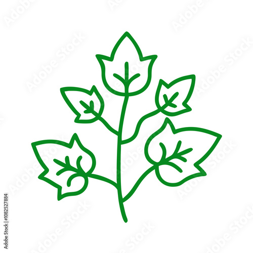 Ivy leaves icon, minimalistic style, green colors, botanical concept