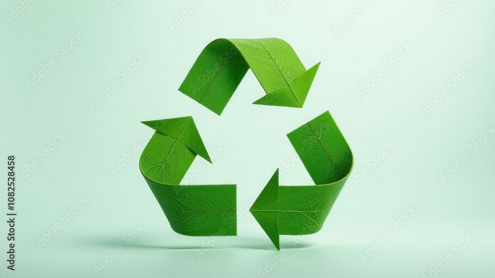 Obraz premium recycling symbol levitates in the air promoting the preservation of the environment and nature in the world on a light background