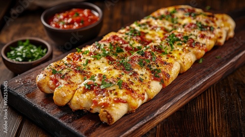 Delicious Cheese-Stuffed Breadsticks with Marinara Dipping Sauce