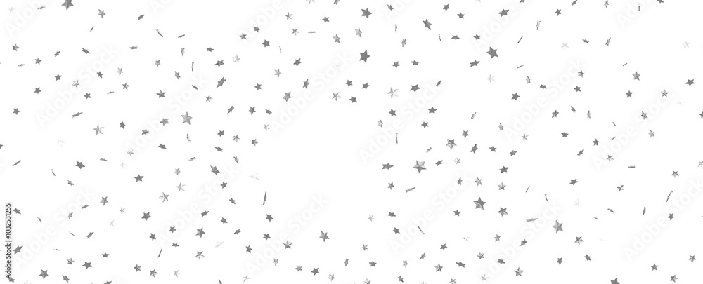 Silver star of confetti. Falling stars on a white background. Illustration of flying shiny stars. Silver star of confetti. Falling stars on a white background. Illustration of flying shiny stars.