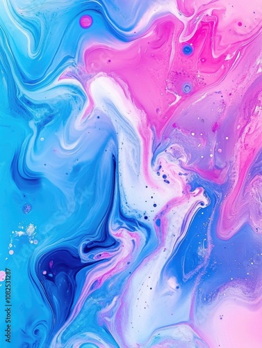 Abstract Artwork with Blue Pink White