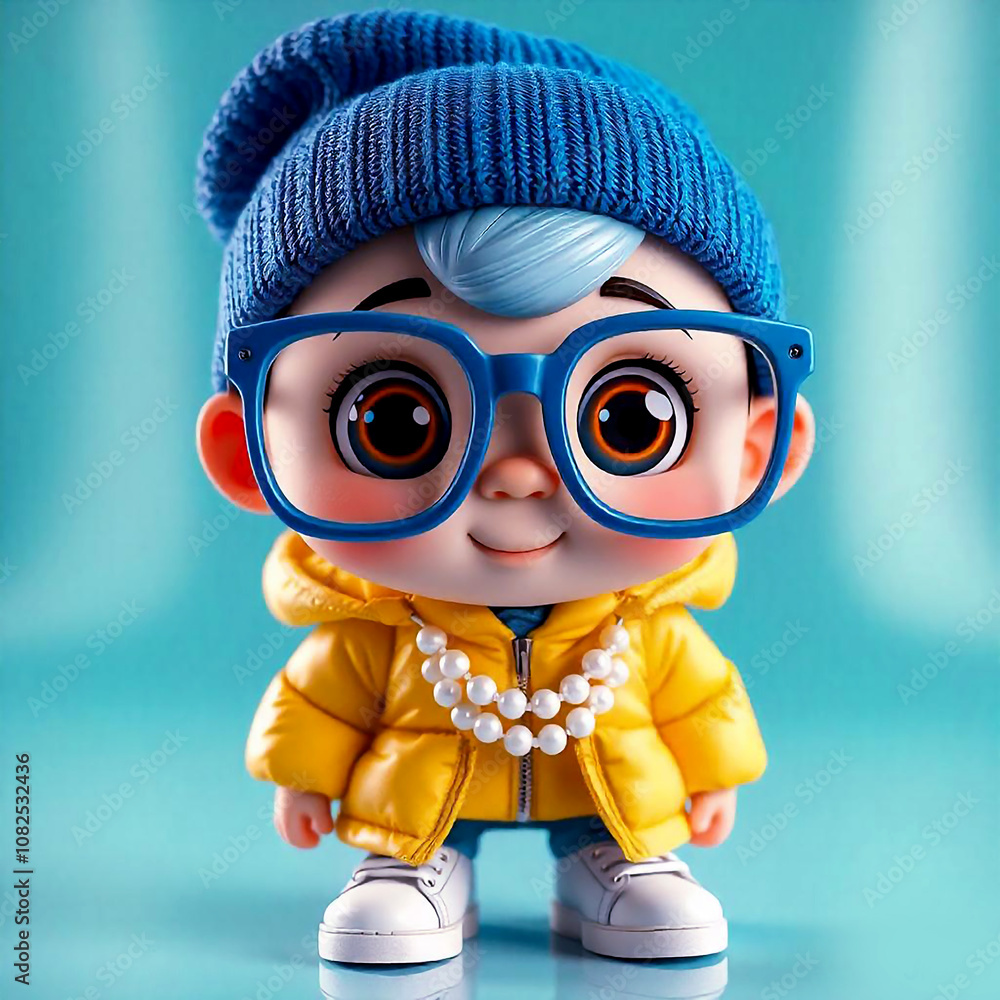 Fototapeta premium 3D character cute cartoon style Studio lighting with Soft color palette