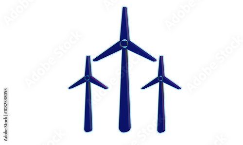 Three Blue Wind Turbines