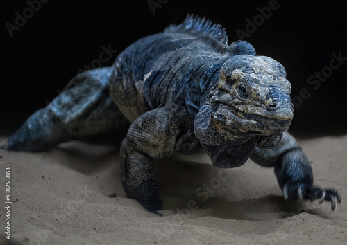 A close up of a Mona ground iguana