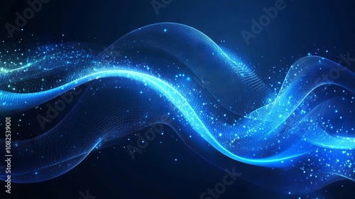 Beautiful abstract wave technology background featuring blue light digital effects for modern corporate and futuristic design concepts