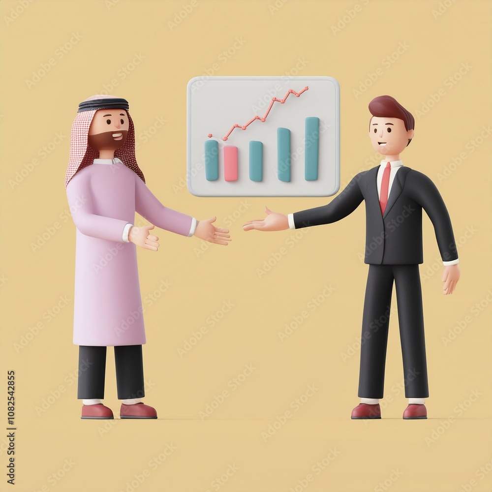 Two business professionals discussing growth trends in a friendly meeting. Two business professionals discussing growth trends in a friendly meeting.