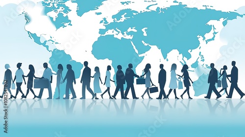 Wallpaper Mural International Migration Day publicity graphic illustration,AI generated. Torontodigital.ca