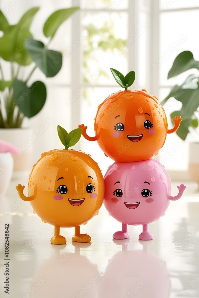 Cute Cartoon Fruit Toys, Playful Orange and Pink Characters, Bright Colors, Happy Expressions, Adorable Toys for Kids, Imaginative Play, Indoor Play Cute Cartoon Fruit Toys, Playful Orange and Pink Characters, Bright Colors, Happy Expressions, Adorable Toys for Kids, Imaginative Play, Indoor Play