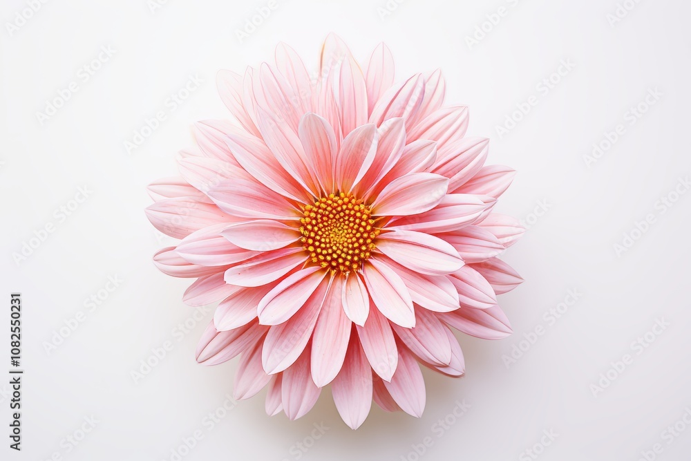 Vibrant floral display a single flower highlighting pink, peach, and beige petals on white Vibrant floral display a single flower highlighting pink, peach, and beige petals on white