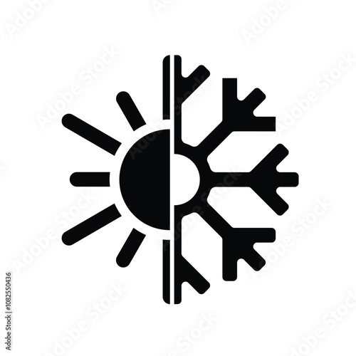 season icon. Signs all season long. Sun and snowflake together icon. Winter, summer and all weather. solid design style. vector design template