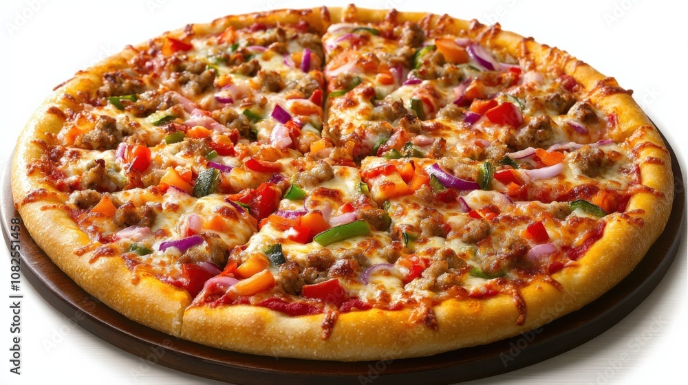 Delicious Supreme Pizza Freshly Baked with Colorful Toppings Delicious Supreme Pizza Freshly Baked with Colorful Toppings