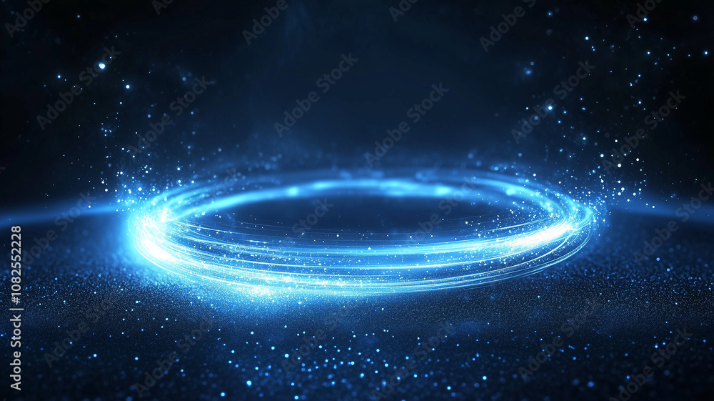 Obraz premium Futuristic Blue Swirl with Light Particles