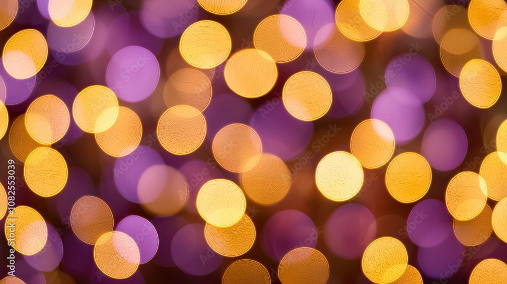 A vibrant and colorful bokeh abstract with golden and purple lights, creating a festive and dreamy atmosphere. A vibrant and colorful bokeh abstract with golden and purple lights, creating a festive and dreamy atmosphere.