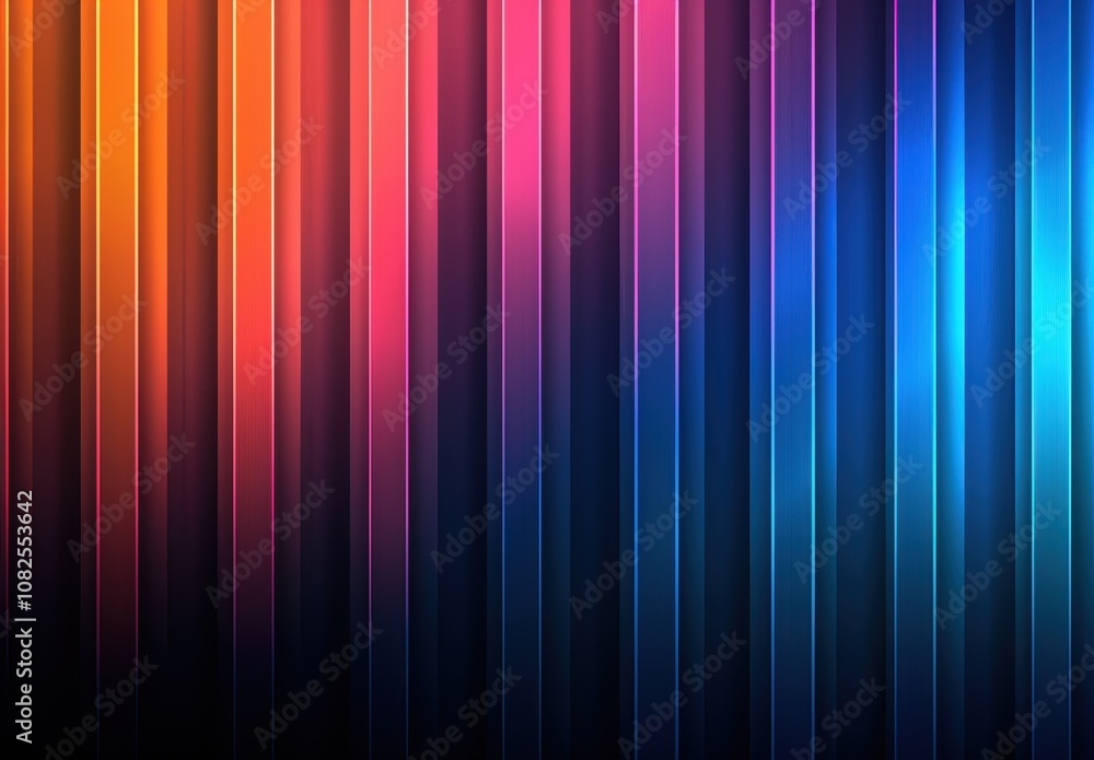 Abstract vertical lines of blue, orange, and pink colors on dark backdrop Abstract vertical lines of blue, orange, and pink colors on dark backdrop