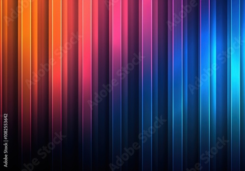 Abstract vertical lines of blue, orange, and pink colors on dark backdrop