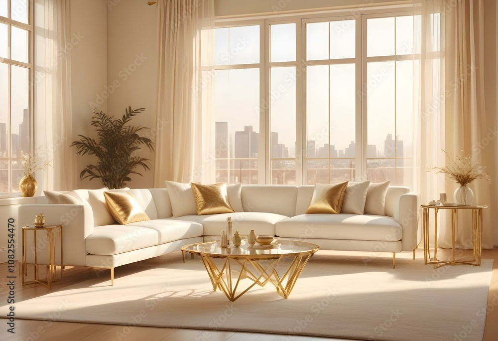 White and gold theme interior modern minimalism photo realism neww Style 3d Paints Doodle Illustration Deep View White and gold theme interior modern minimalism photo realism neww Style 3d Paints Doodle Illustration Deep View