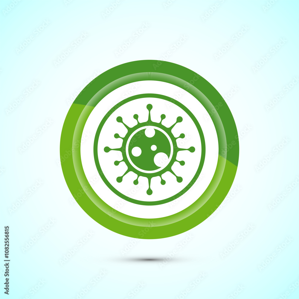 Virus, bacteria icon design illustration. Microbe bacteria sign. Green Color Button Design Virus, bacteria icon design illustration. Microbe bacteria sign. Green Color Button Design