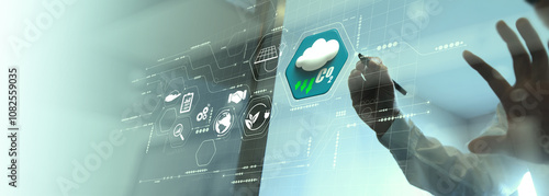 Reducing CO2 Emissions Concept with Digital Interface and Environmental Icons