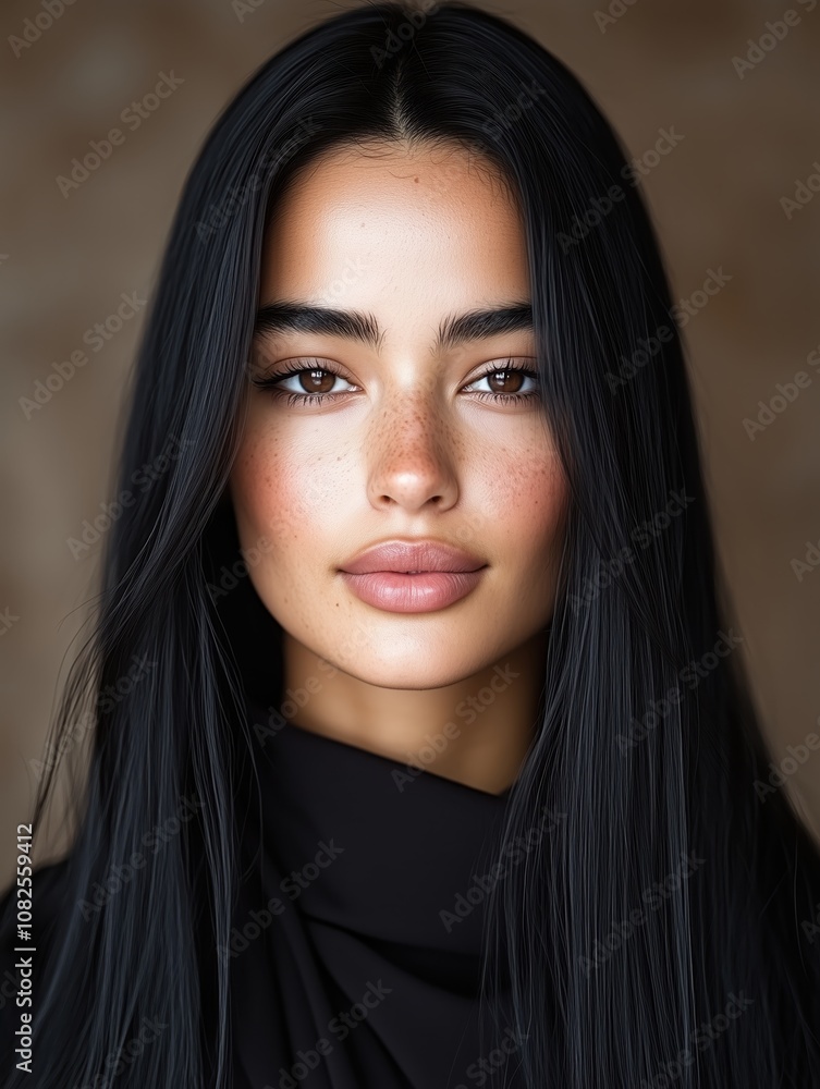 portrait of a young attractive Bahraini woman in a studio on a dark background portrait of a young attractive Bahraini woman in a studio on a dark background