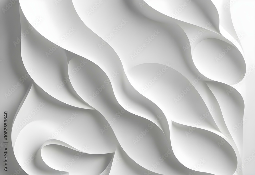 Paper style white monochrome background Abstract wallpaper in 3d paper style with doodle pattern style 3d