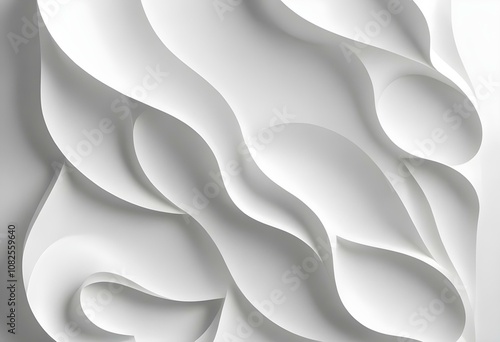 Obraz na płótnie Paper style white monochrome background Abstract wallpaper in 3d paper style with doodle pattern style 3d w salonie