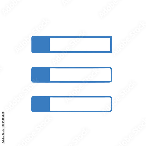 Three blue file folders or binders on a white background
